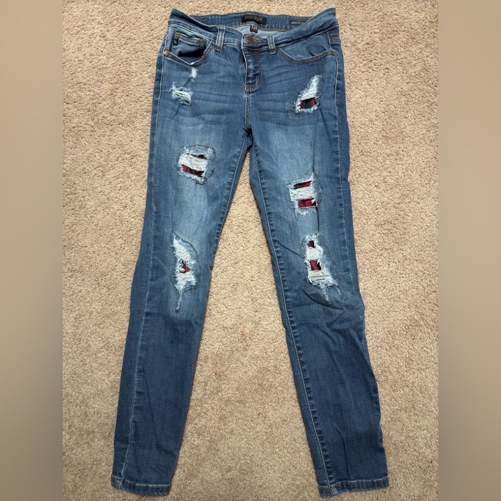 Judy blue jeans skinny fit with plaid patches